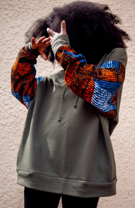 Hoodie wax oversize Moutima – Kaki