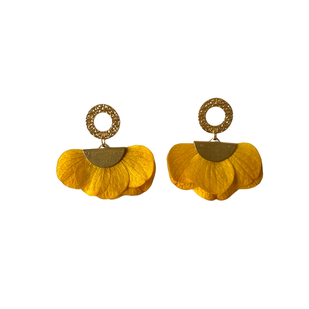 Boucles d'oreilles éventail jaune