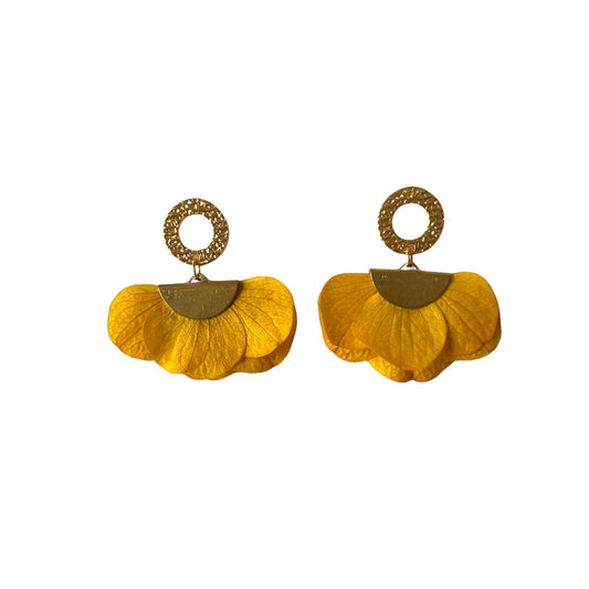 Boucles d'oreilles éventail jaune