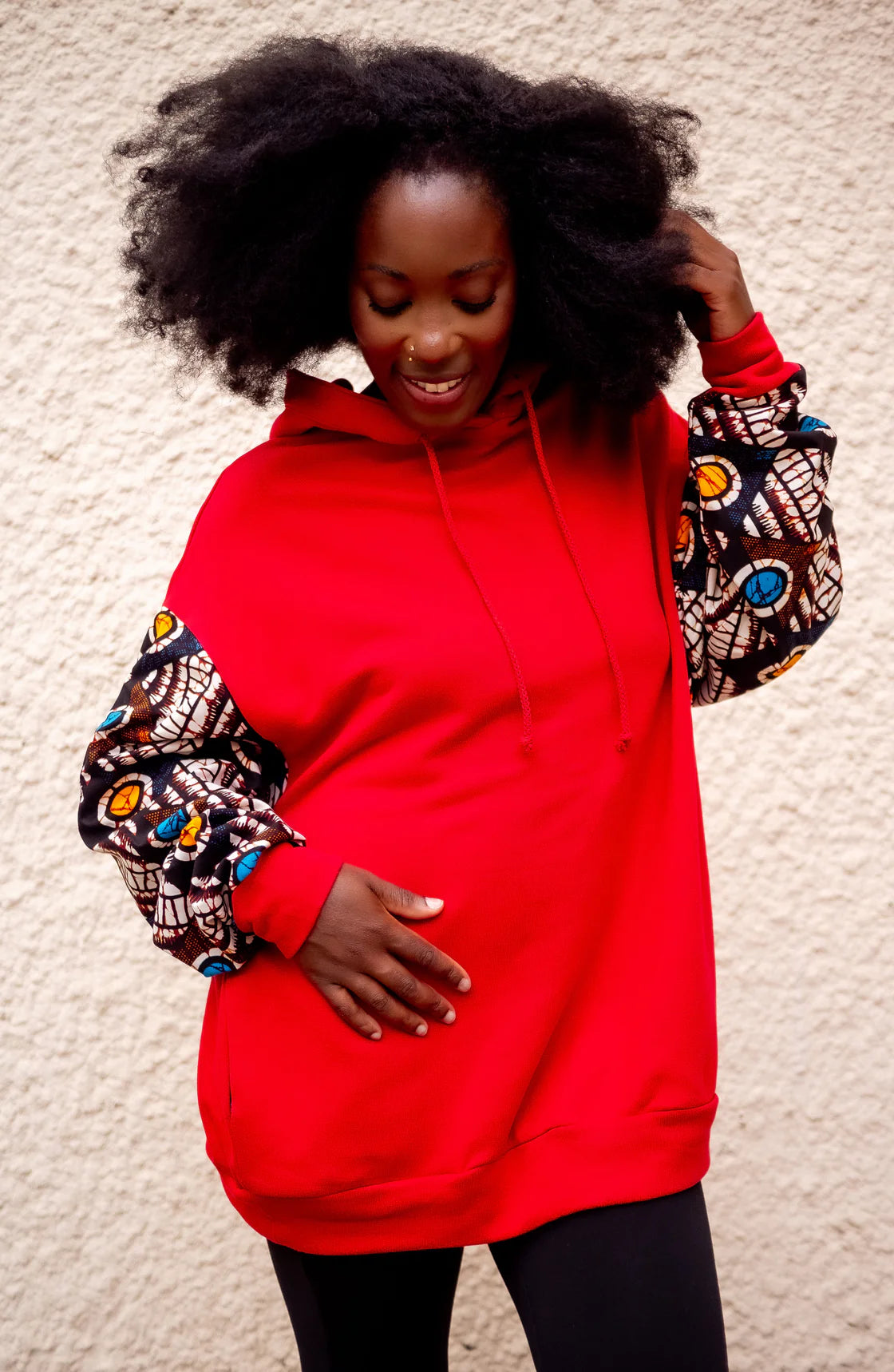 Hoodie wax oversize Moutima – Rouge