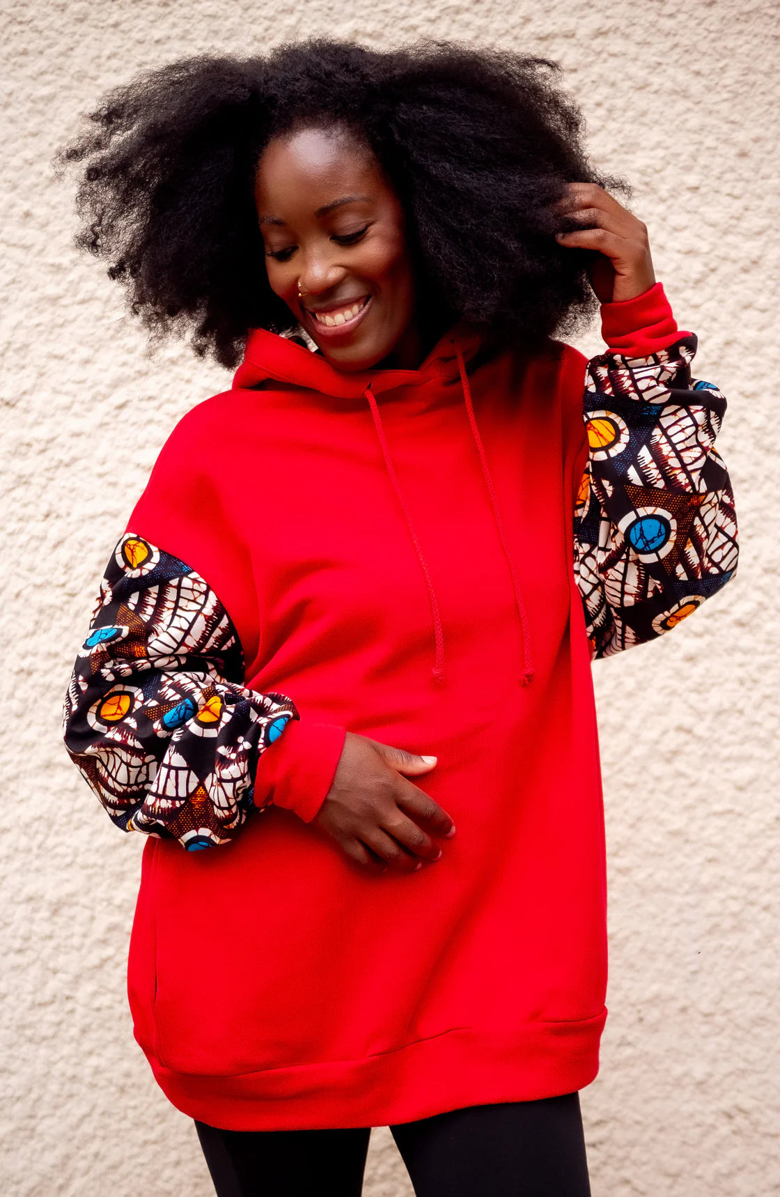 Hoodie wax oversize Moutima – Rouge