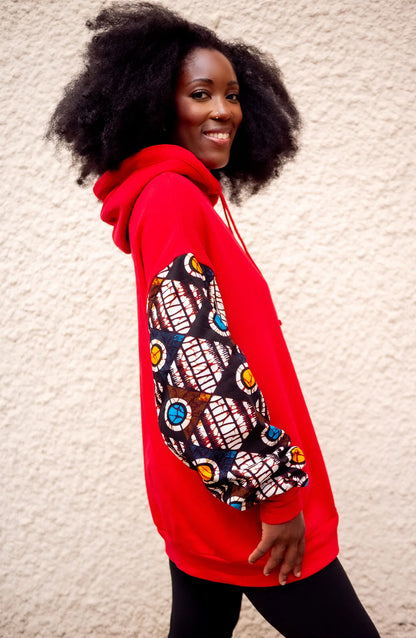 Hoodie wax oversize Moutima – Rouge