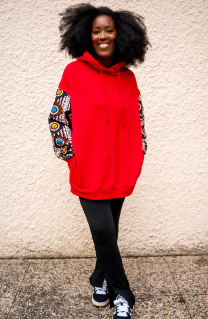Hoodie wax oversize Moutima – Rouge