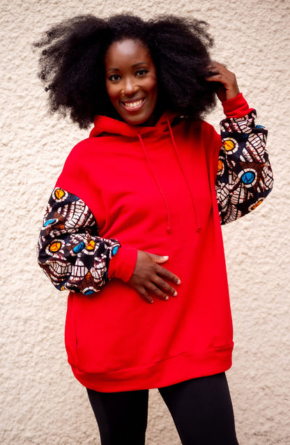 Hoodie wax oversize Moutima – Rouge