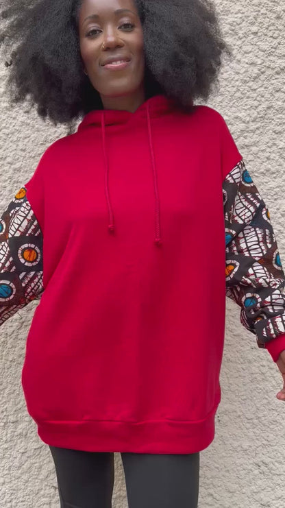 Hoodie wax oversize Moutima – Rouge